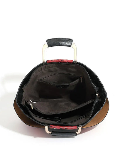 Bag Woman Large Capacity Leather Purse Fashion Designer Metal Top Handle Handbags Women Crossbody Large Tote Bags for Women