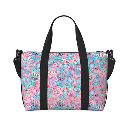 Custom Large SLilo And Stitch Cartoon Tote Bag Women Anime Shopping Shoulder Beach Gym Travel Bag