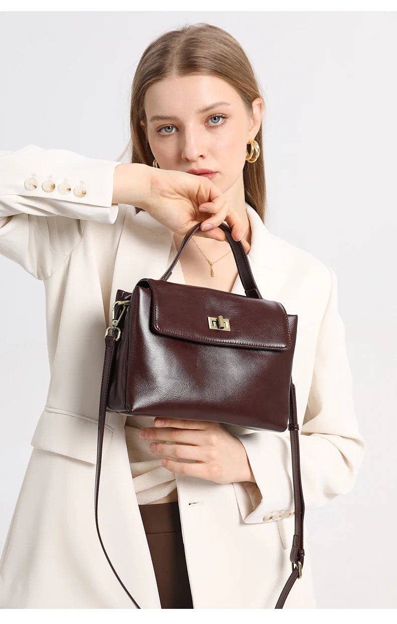 Cowhide Genuine Leather Tote Bag for Women Soft Natural Cow Leather Handbag Fashion Crossbody Bags Female Shoulder Handbag Lady