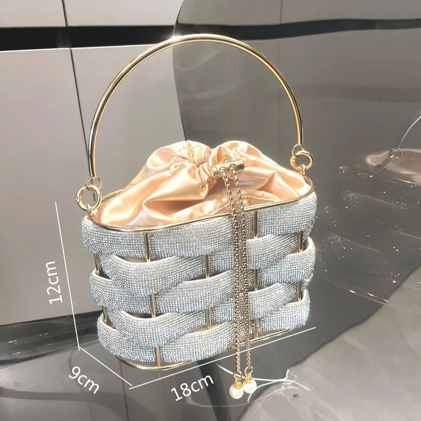 handmade Rhinestones Evening clutch Bag Purses and handbag luxury Designer shoulder bag Shiny Crystal Clutch purse bucket bag