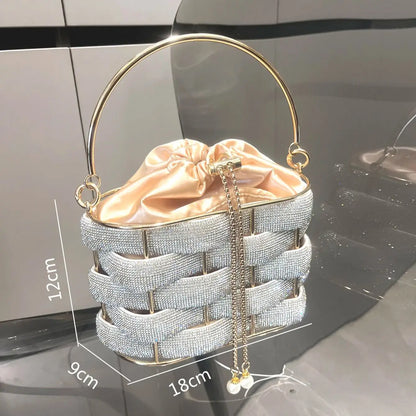 handmade Rhinestones Evening clutch Bag Purses and handbag luxury Designer shoulder bag Shiny Crystal Clutch purse bucket bag