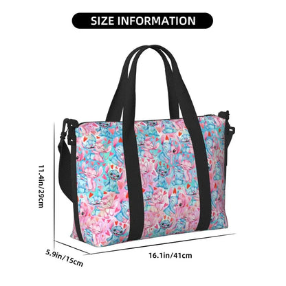 Custom Large SLilo And Stitch Cartoon Tote Bag Women Anime Shopping Shoulder Beach Gym Travel Bag
