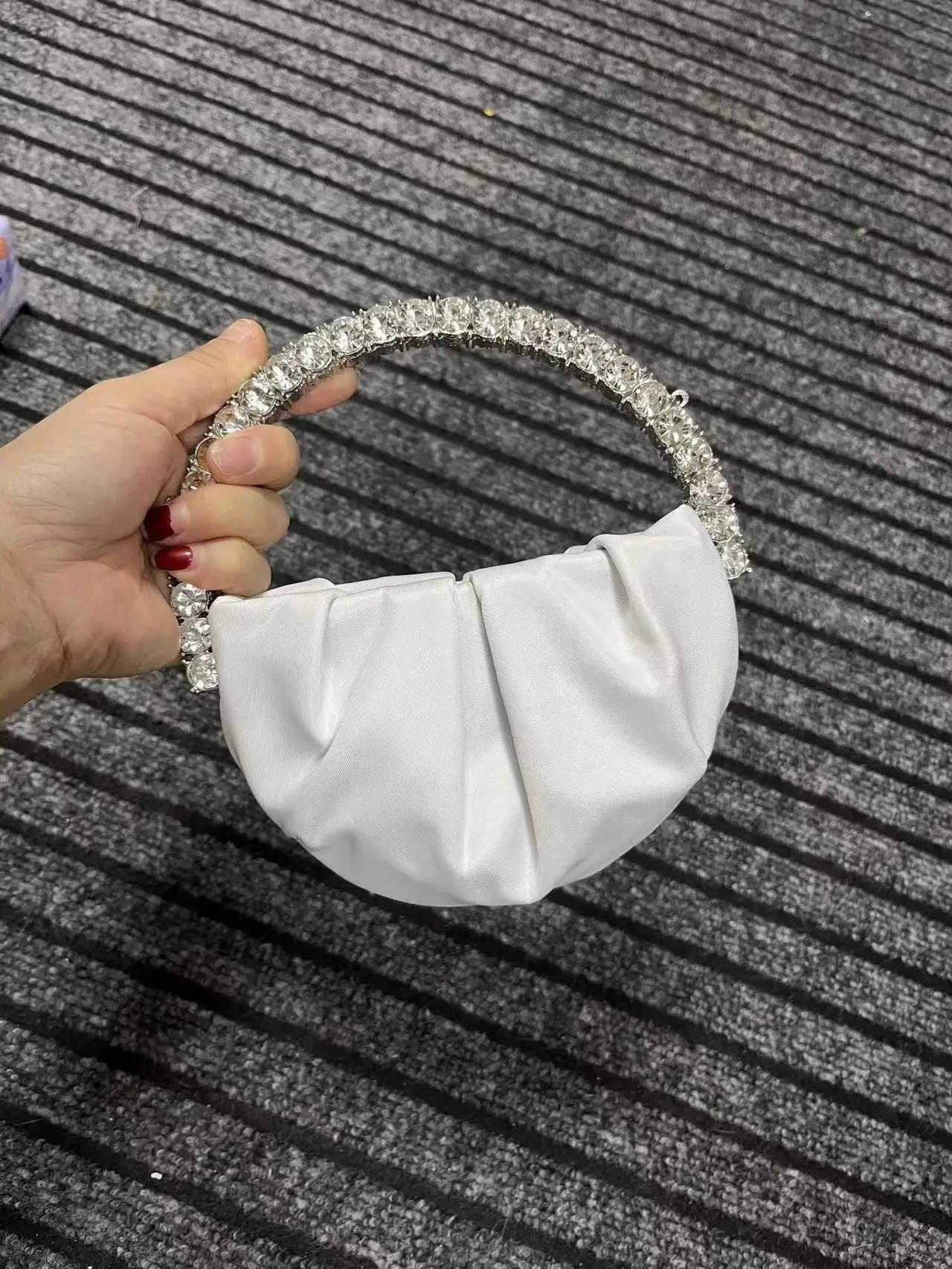 Luxury Circular Metal Handle Mini Bag Women Handbag Glitter Shiny Rhinestone Evening Bag Wedding Party Clutch Purse Shoulder Bag