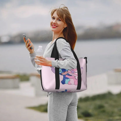 Custom Large SLilo And Stitch Cartoon Tote Bag Women Anime Shopping Shoulder Beach Gym Travel Bag