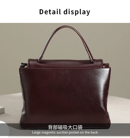 Cowhide Genuine Leather Tote Bag for Women Soft Natural Cow Leather Handbag Fashion Crossbody Bags Female Shoulder Handbag Lady