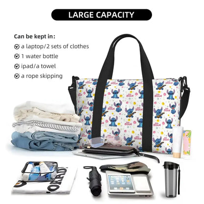Custom Large SLilo And Stitch Cartoon Tote Bag Women Anime Shopping Shoulder Beach Gym Travel Bag