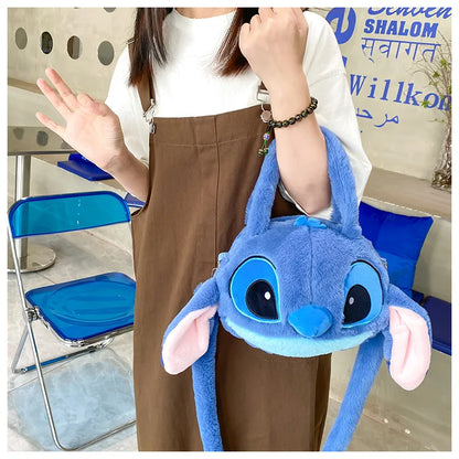 Disney New Lilo & Stitch Plush Toys Kawaii Plush Messenger Bag Girl Handbag Anime Stuffed Toys Children Cartoon Plushie Soft Bag