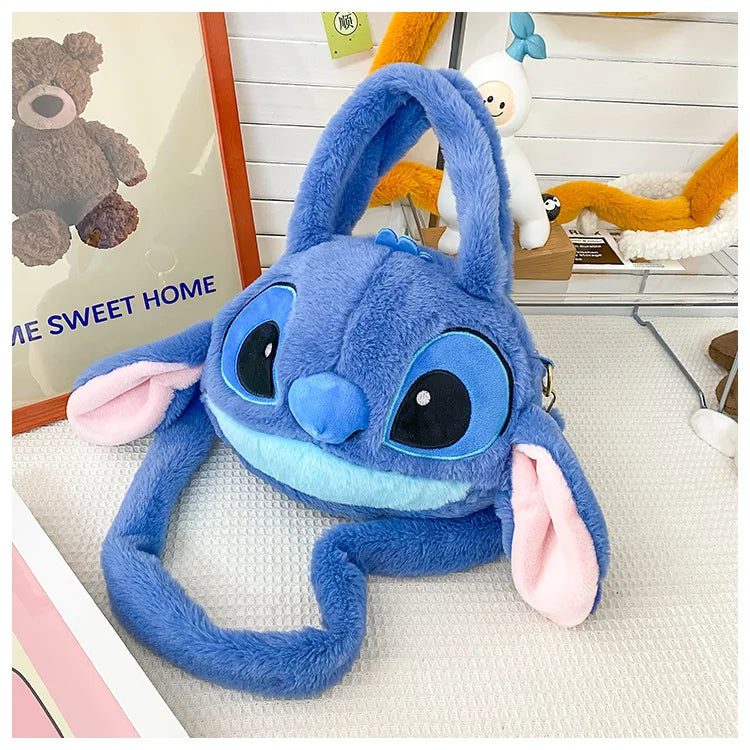 Disney New Lilo & Stitch Plush Toys Kawaii Plush Messenger Bag Girl Handbag Anime Stuffed Toys Children Cartoon Plushie Soft Bag