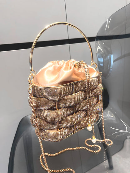 handmade Rhinestones Evening clutch Bag Purses and handbag luxury Designer shoulder bag Shiny Crystal Clutch purse bucket bag