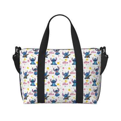 Custom Large SLilo And Stitch Cartoon Tote Bag Women Anime Shopping Shoulder Beach Gym Travel Bag