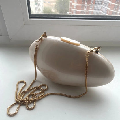 Pearl Acrylic Evening Bags Designer Luxury Clutch Purse Mini Women's Wallet Shell Chain Shoulder Crossbody Wedding Party Handbag