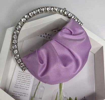 Luxury Circular Metal Handle Mini Bag Women Handbag Glitter Shiny Rhinestone Evening Bag Wedding Party Clutch Purse Shoulder Bag