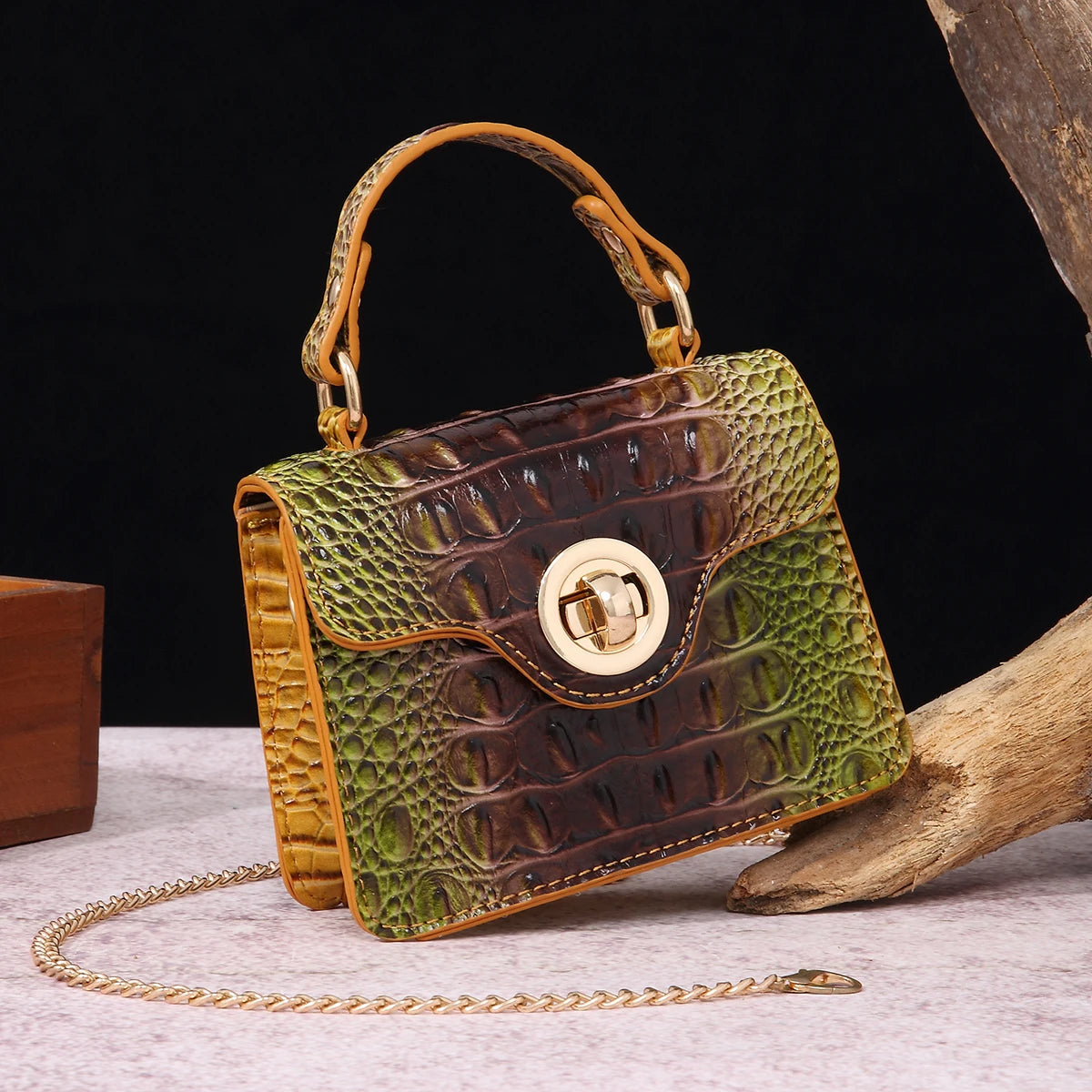 Dinner Handbag Crocodile Pattern Colorful Shaped Small Bag Mini Compact and Cute,Tiny,Wallet, Smaller