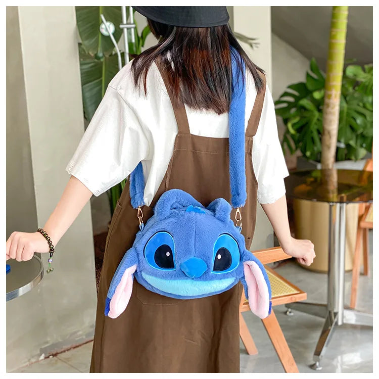 Disney New Lilo & Stitch Plush Toys Kawaii Plush Messenger Bag Girl Handbag Anime Stuffed Toys Children Cartoon Plushie Soft Bag