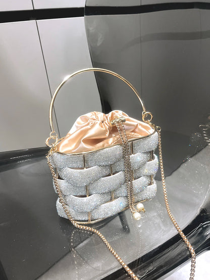 handmade Rhinestones Evening clutch Bag Purses and handbag luxury Designer shoulder bag Shiny Crystal Clutch purse bucket bag