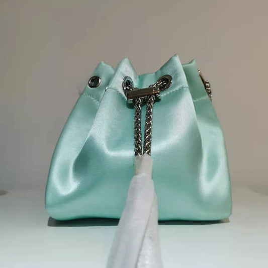 WOMEN BAG High Quality Silk Bucket Bags Diamonds Female Personalized Shoulder Tassels Chains Handbags For Women Crossbady Bag