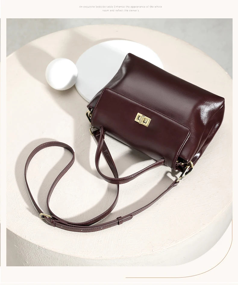 Cowhide Genuine Leather Tote Bag for Women Soft Natural Cow Leather Handbag Fashion Crossbody Bags Female Shoulder Handbag Lady