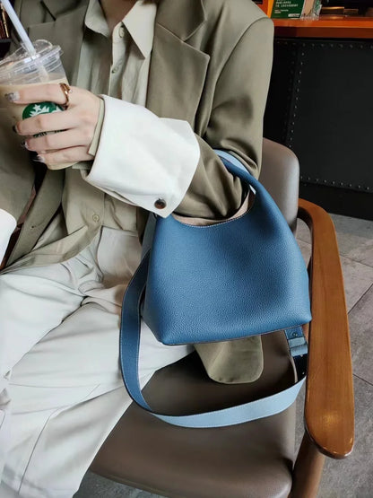 TOGO Cowhide Bucket Bag With Niche Design Color Blocking Luxury Designer Single Shoulder Diagonal Cross Women's Bag Tote Bag