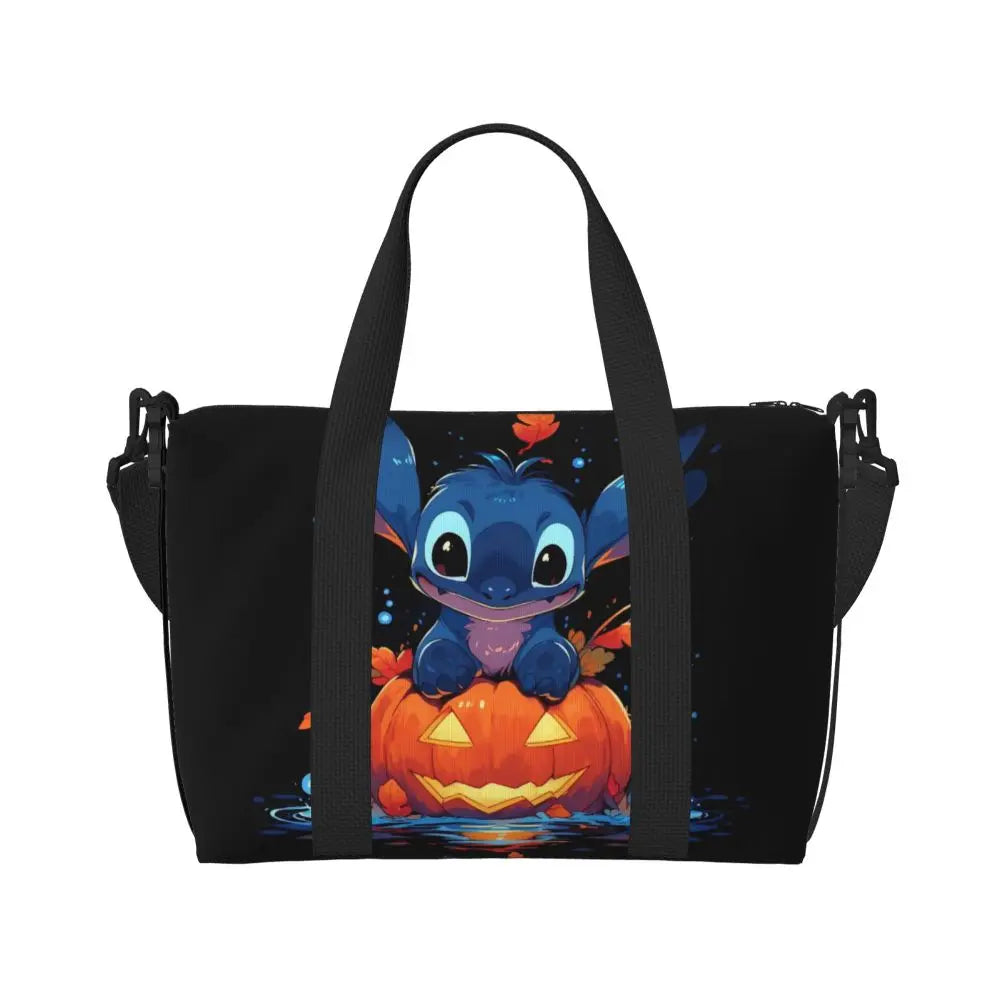 Custom Large SLilo And Stitch Cartoon Tote Bag Women Anime Shopping Shoulder Beach Gym Travel Bag