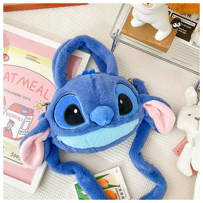 Disney New Lilo & Stitch Plush Toys Kawaii Plush Messenger Bag Girl Handbag Anime Stuffed Toys Children Cartoon Plushie Soft Bag