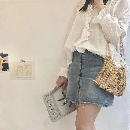 Women Bags Silver Metal Evening Bags Sequins Chain Woven Bag Hollow Clutch Purse Female Travel Holiday Shoulder Bag Handbag