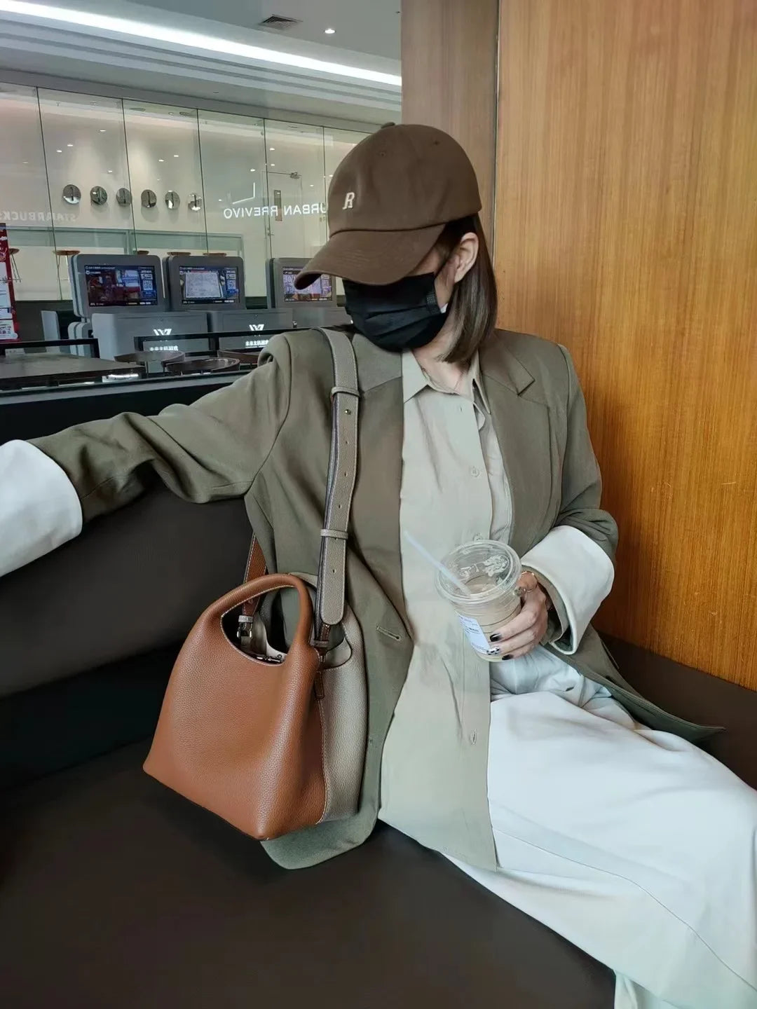 TOGO Cowhide Bucket Bag With Niche Design Color Blocking Luxury Designer Single Shoulder Diagonal Cross Women's Bag Tote Bag