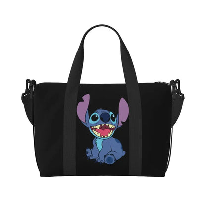 Custom Large SLilo And Stitch Cartoon Tote Bag Women Anime Shopping Shoulder Beach Gym Travel Bag