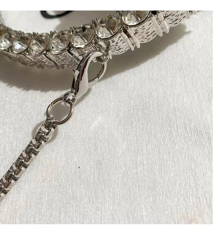 Luxury Circular Metal Handle Mini Bag Women Handbag Glitter Shiny Rhinestone Evening Bag Wedding Party Clutch Purse Shoulder Bag