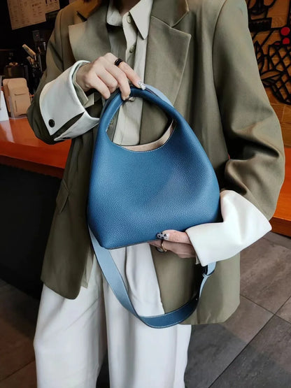 TOGO Cowhide Bucket Bag With Niche Design Color Blocking Luxury Designer Single Shoulder Diagonal Cross Women's Bag Tote Bag