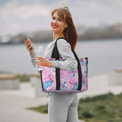 Custom Large SLilo And Stitch Cartoon Tote Bag Women Anime Shopping Shoulder Beach Gym Travel Bag