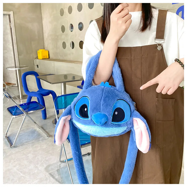 Disney New Lilo & Stitch Plush Toys Kawaii Plush Messenger Bag Girl Handbag Anime Stuffed Toys Children Cartoon Plushie Soft Bag