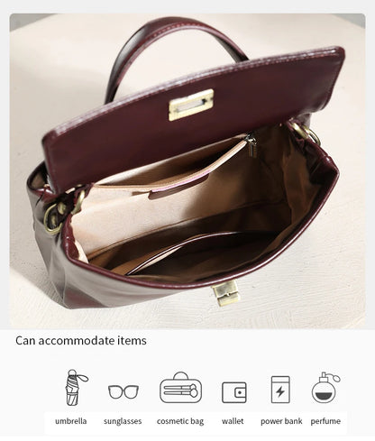 Cowhide Genuine Leather Tote Bag for Women Soft Natural Cow Leather Handbag Fashion Crossbody Bags Female Shoulder Handbag Lady