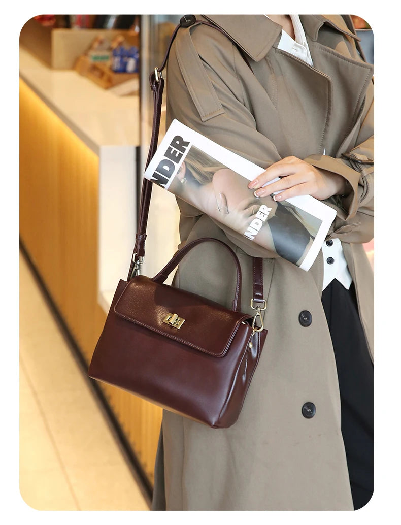 Cowhide Genuine Leather Tote Bag for Women Soft Natural Cow Leather Handbag Fashion Crossbody Bags Female Shoulder Handbag Lady