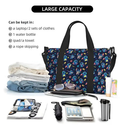 Custom Large SLilo And Stitch Cartoon Tote Bag Women Anime Shopping Shoulder Beach Gym Travel Bag