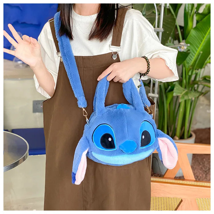 Disney New Lilo & Stitch Plush Toys Kawaii Plush Messenger Bag Girl Handbag Anime Stuffed Toys Children Cartoon Plushie Soft Bag