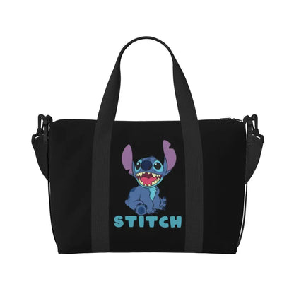Custom Large SLilo And Stitch Cartoon Tote Bag Women Anime Shopping Shoulder Beach Gym Travel Bag
