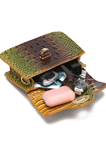 Dinner Handbag Crocodile Pattern Colorful Shaped Small Bag Mini Compact and Cute,Tiny,Wallet, Smaller