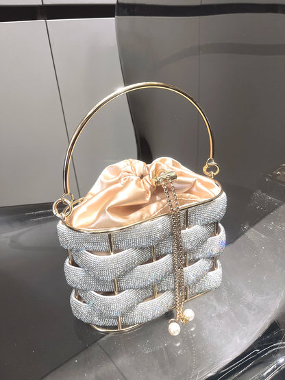 handmade Rhinestones Evening clutch Bag Purses and handbag luxury Designer shoulder bag Shiny Crystal Clutch purse bucket bag