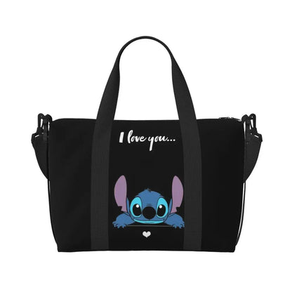 Custom Large SLilo And Stitch Cartoon Tote Bag Women Anime Shopping Shoulder Beach Gym Travel Bag