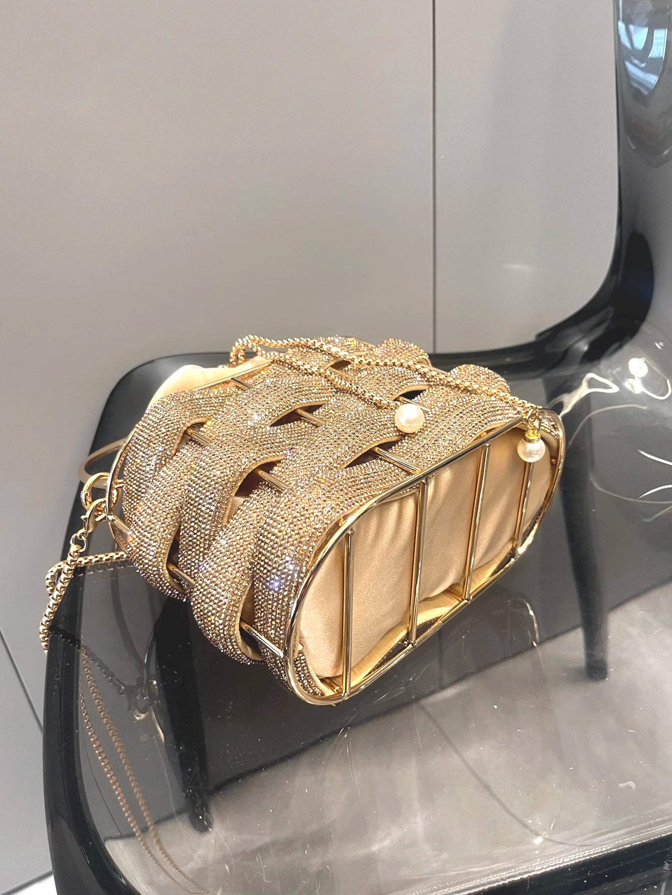 handmade Rhinestones Evening clutch Bag Purses and handbag luxury Designer shoulder bag Shiny Crystal Clutch purse bucket bag