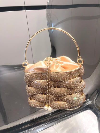 handmade Rhinestones Evening clutch Bag Purses and handbag luxury Designer shoulder bag Shiny Crystal Clutch purse bucket bag