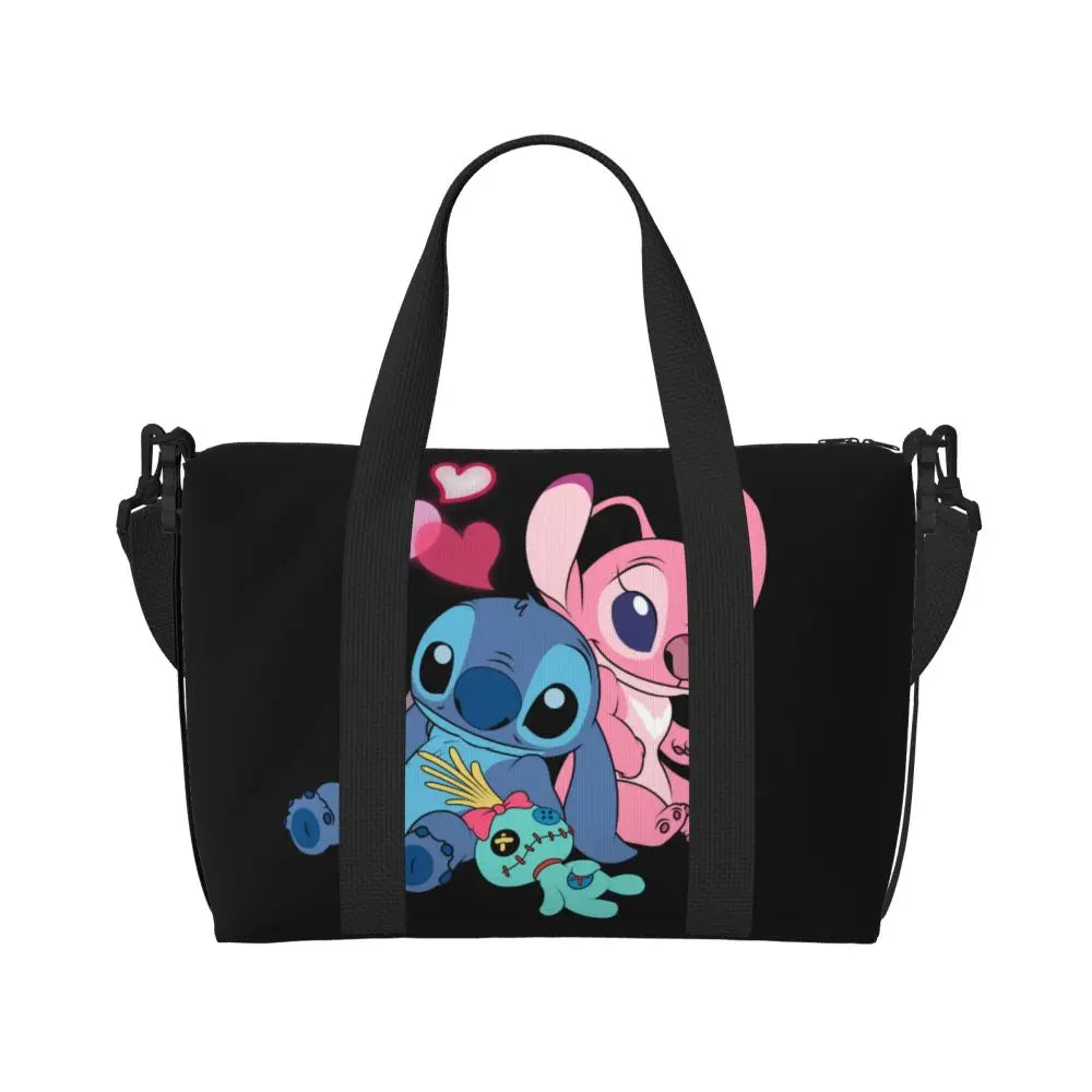Custom Large SLilo And Stitch Cartoon Tote Bag Women Anime Shopping Shoulder Beach Gym Travel Bag