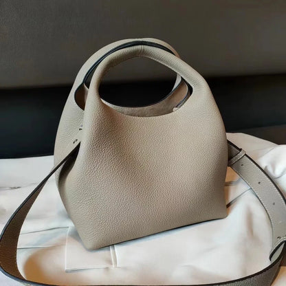 TOGO Cowhide Bucket Bag With Niche Design Color Blocking Luxury Designer Single Shoulder Diagonal Cross Women's Bag Tote Bag
