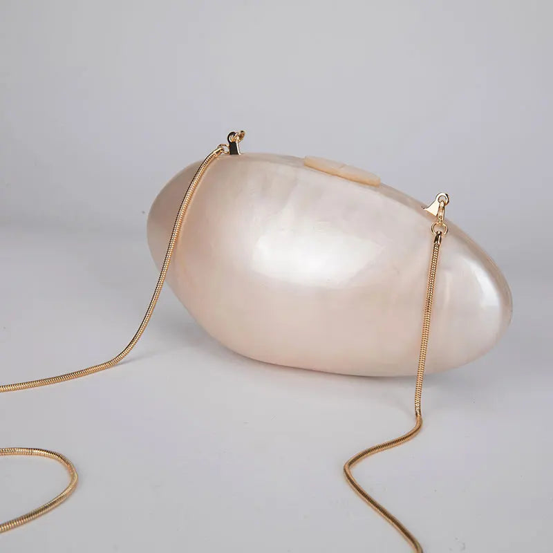 Pearl Acrylic Evening Bags Designer Luxury Clutch Purse Mini Women's Wallet Shell Chain Shoulder Crossbody Wedding Party Handbag