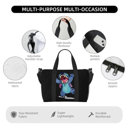 Custom Large SLilo And Stitch Cartoon Tote Bag Women Anime Shopping Shoulder Beach Gym Travel Bag