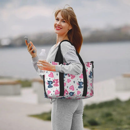 Custom Large SLilo And Stitch Cartoon Tote Bag Women Anime Shopping Shoulder Beach Gym Travel Bag