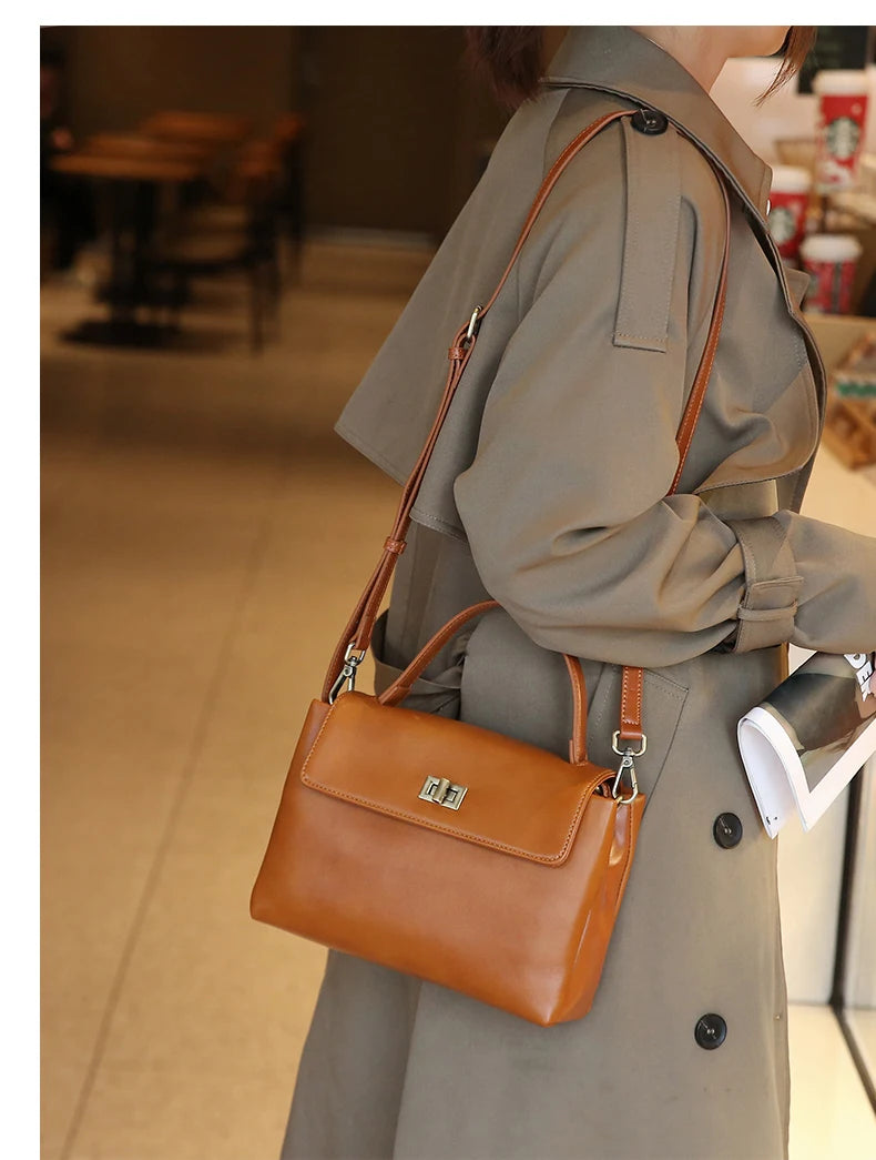 Cowhide Genuine Leather Tote Bag for Women Soft Natural Cow Leather Handbag Fashion Crossbody Bags Female Shoulder Handbag Lady