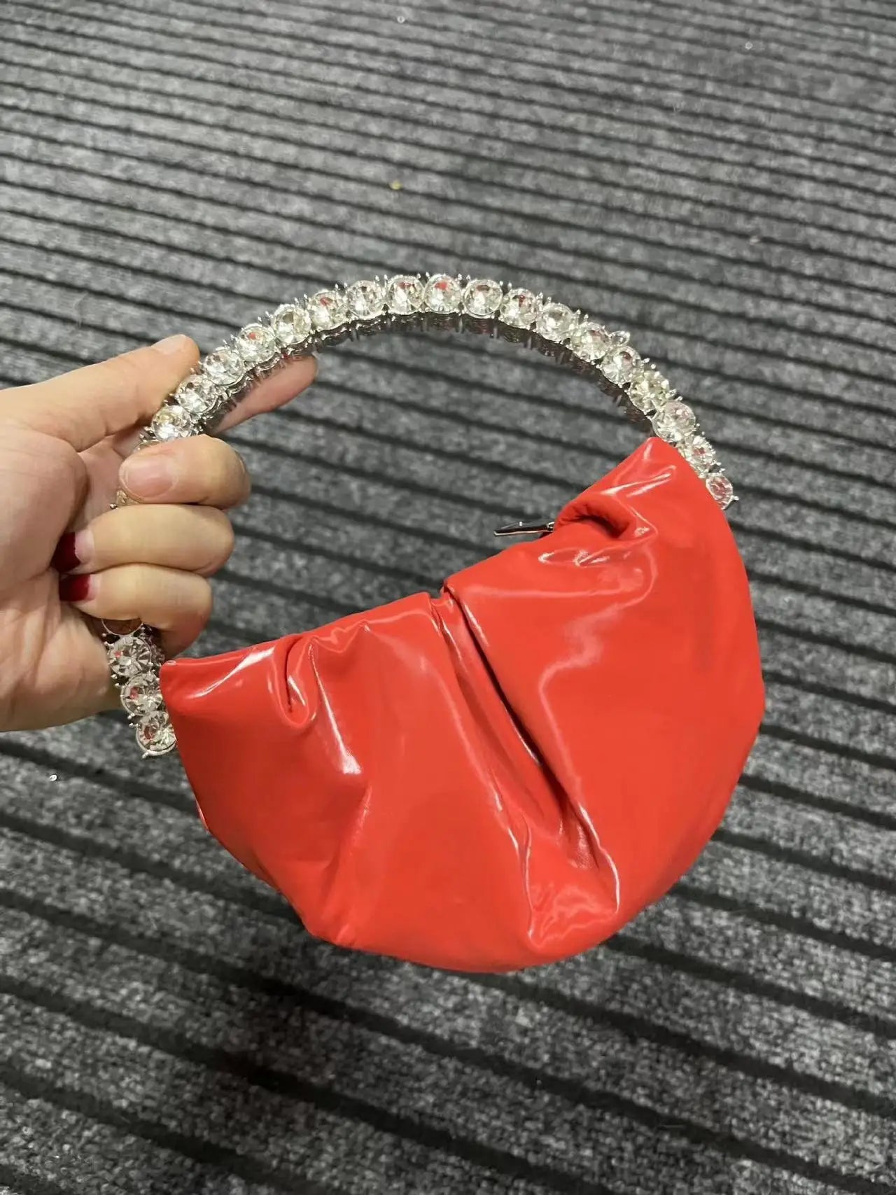 Luxury Circular Metal Handle Mini Bag Women Handbag Glitter Shiny Rhinestone Evening Bag Wedding Party Clutch Purse Shoulder Bag