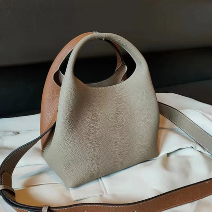 TOGO Cowhide Bucket Bag With Niche Design Color Blocking Luxury Designer Single Shoulder Diagonal Cross Women's Bag Tote Bag
