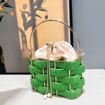 handmade Rhinestones Evening clutch Bag Purses and handbag luxury Designer shoulder bag Shiny Crystal Clutch purse bucket bag